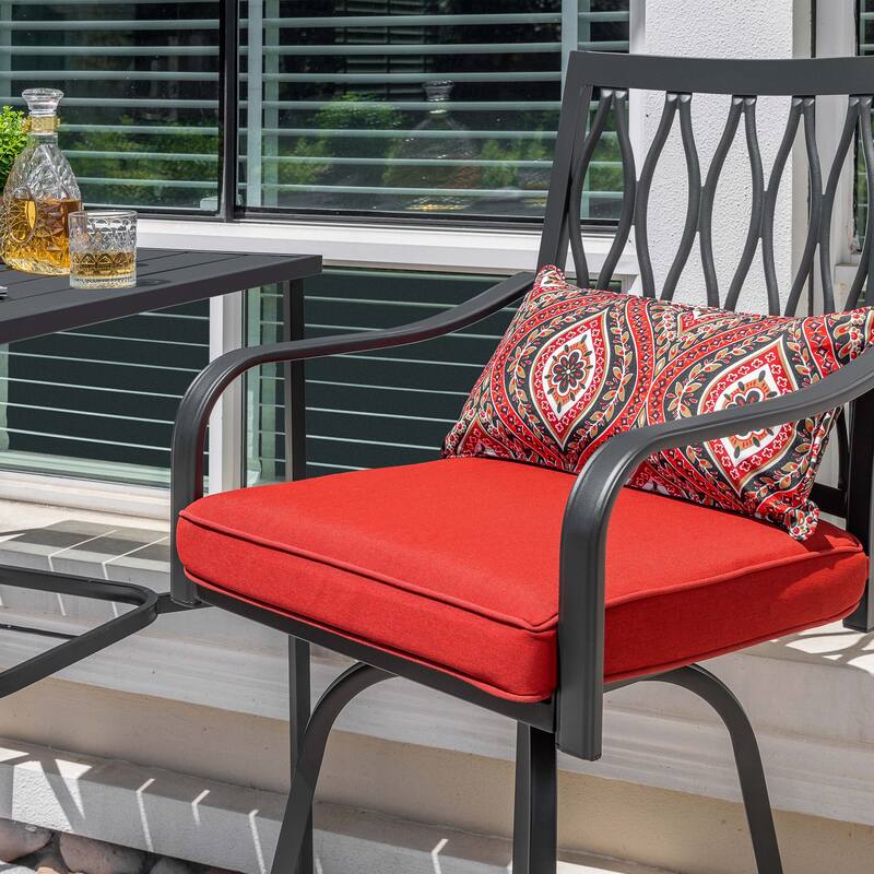 Outdoor 5PCS Metal Swivel Bar Set with Umbrella Hole and Padded Cushions