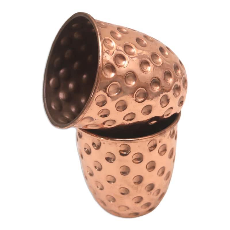 Novica Handmade Rosy Polka Dots Copper Cups (Pair)