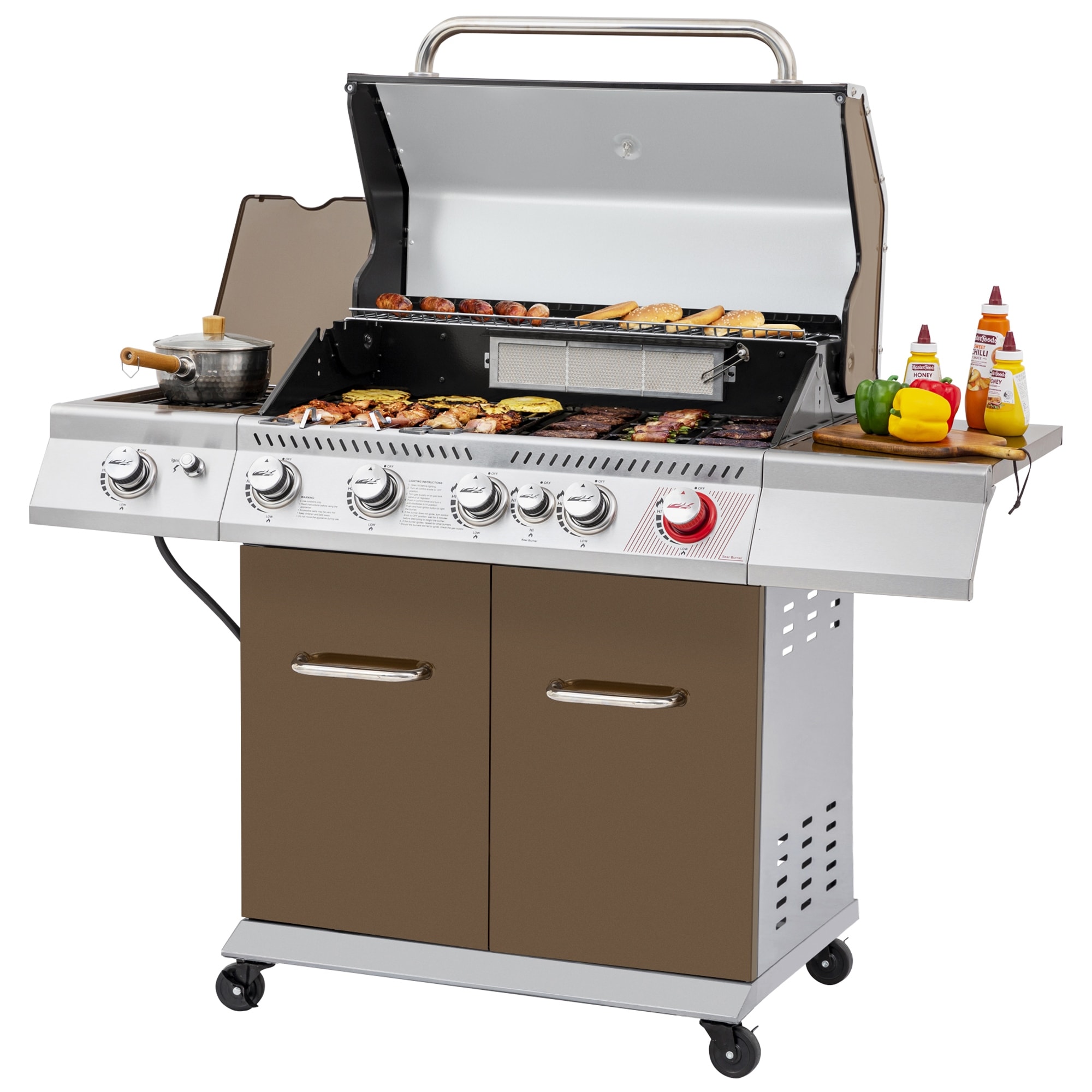 Royal Gourmet GA5403C 5-Burner Cabinet Style Gas Grill, Sear Burner, Rear Burner and Side Burner