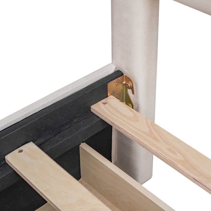 Upholstered Platform Bed with Stud Trim Headboard and Footboard