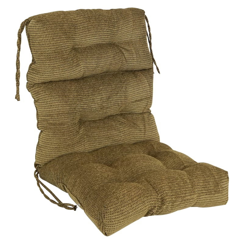 Jacquard Chenille Tufted Chair Cushion - 20 x 42 - Gingham Brown - Single