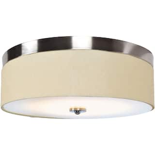 Access Lighting Mia - LED Flush Mount - Small -  Brushed Steel Finish - Fabric Shade - Acrylic Diffuser