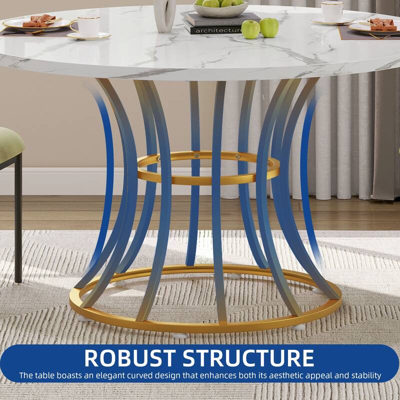 Moasis Modern Faux Marble 45" Large Round Dinning Table for 4-6 People