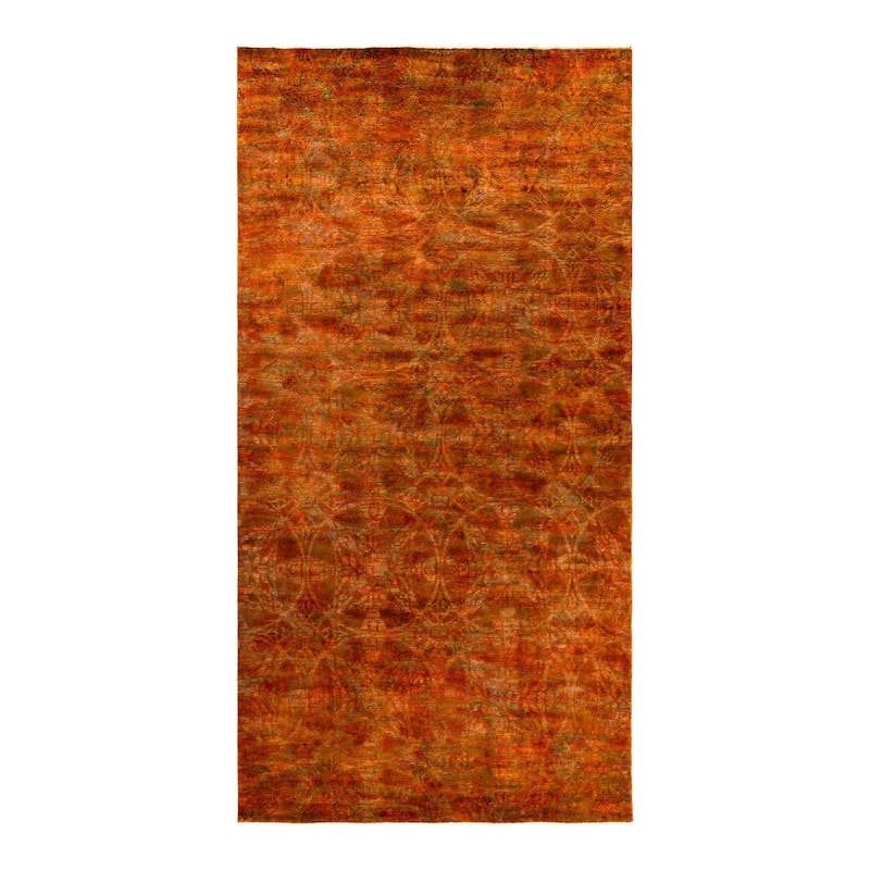 Overton Hand Knotted Wool Vintage Inspired Modern Contemporary Overdyed Orange Area Rug - 6' 1" x 12' 3"
