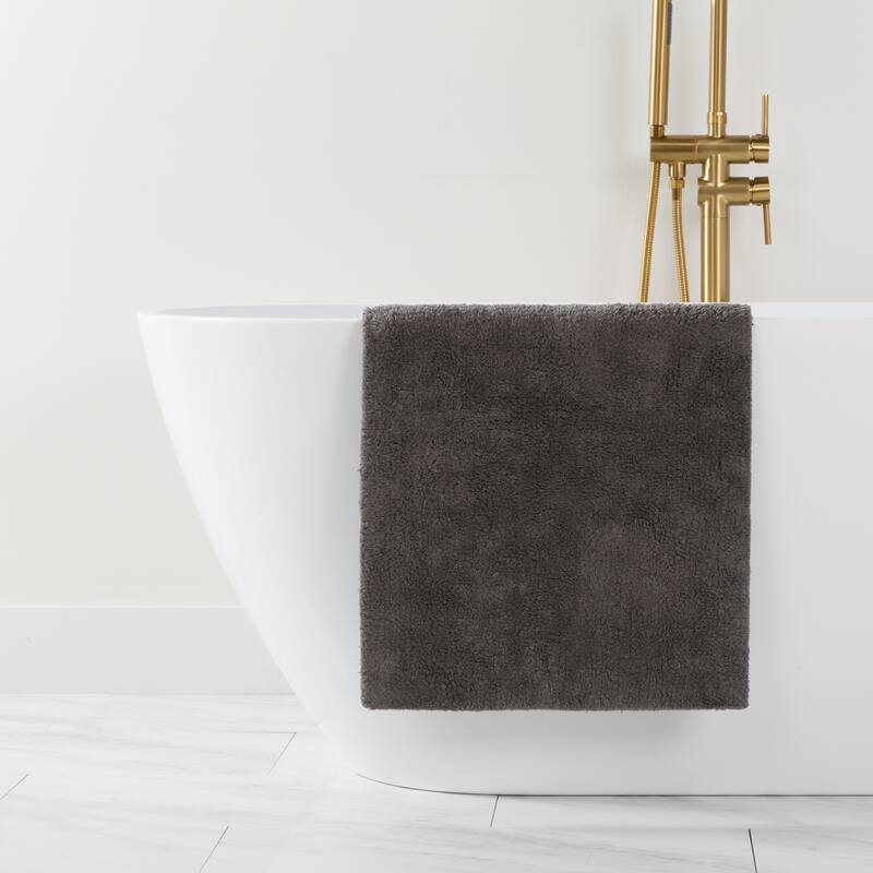 Becky Cameron 100% Cotton Reversible Solid Bath Mat - 24" x 17" - Gray