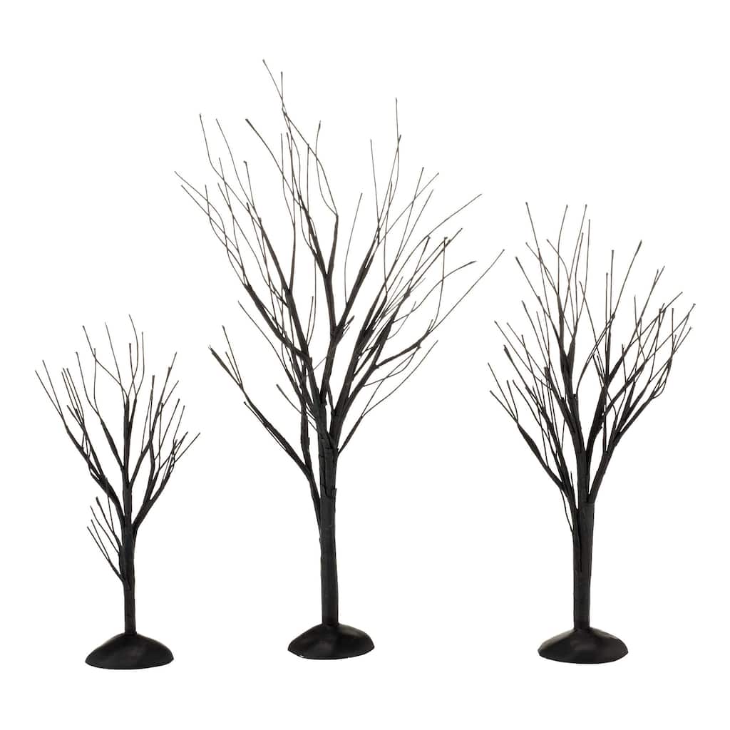 Department 56 Village Halloween Black Bare Branch Trees Accessory - Set of 3 - 4033851