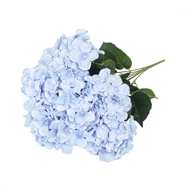 Set of 2 Deluxe Baby Blue Artificial Hydrangea Flower Stem Bush Bouquet 20in - 20" L x 12" W x 12" DP