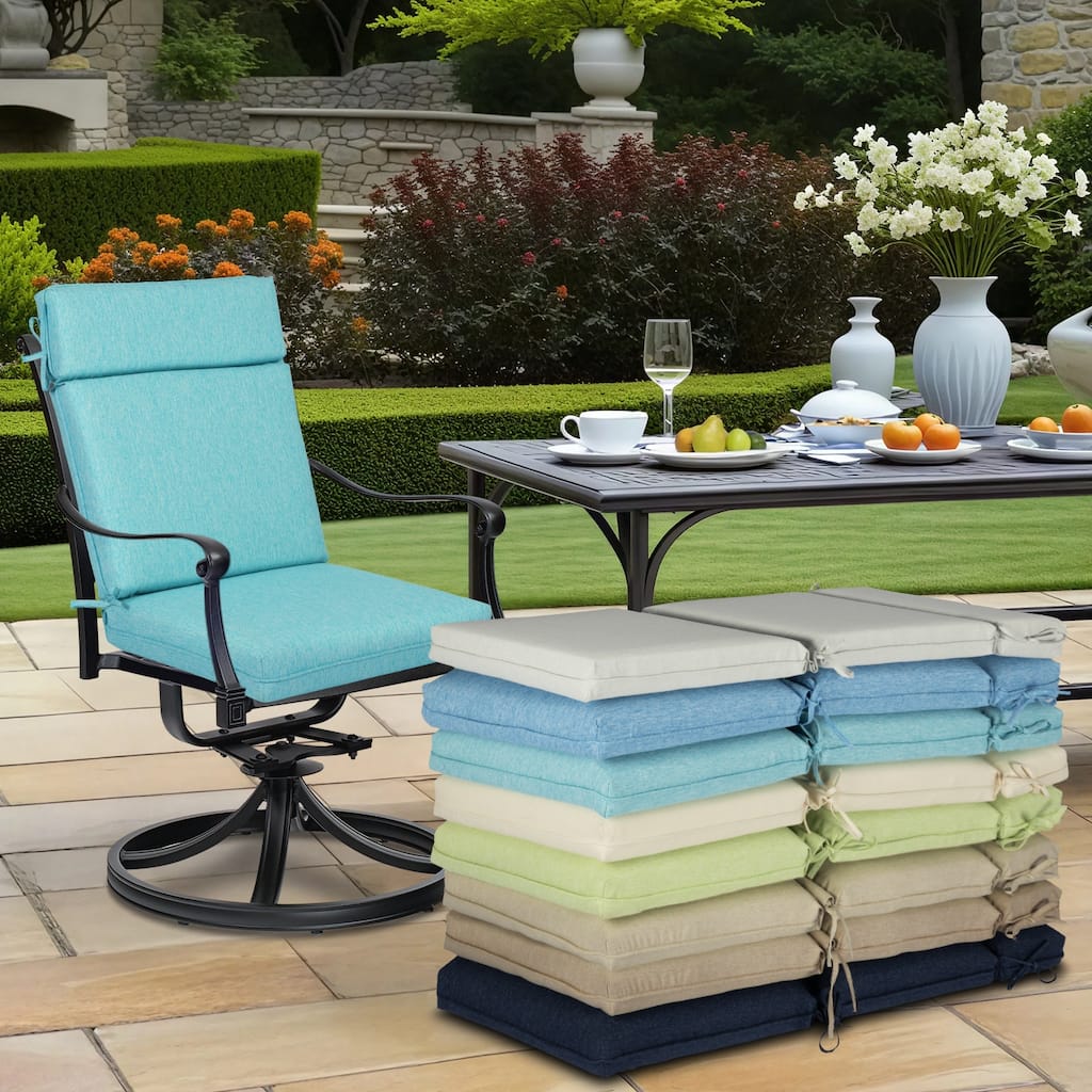 Aoodor Outdoor 3-Section Dining Chair Cushion, Set of 2 - 44"x21"x3.2"