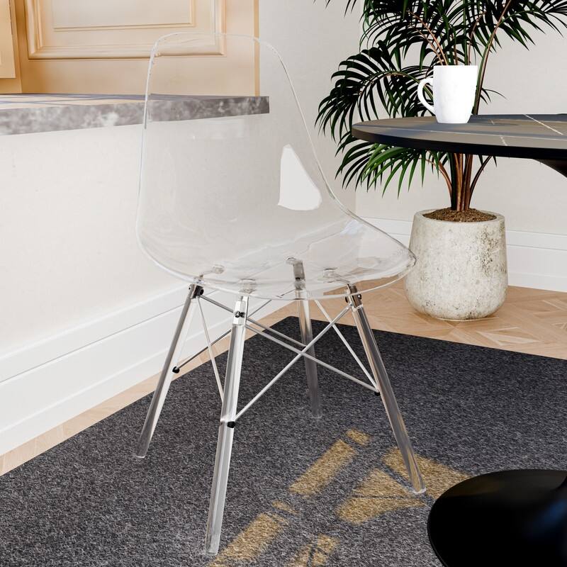 Dover Modern Ergonomic Acrylic Accent Side Chair with Eiffel-Style Legs for Dining Room, Kitchen, and Home Office - 32" Height