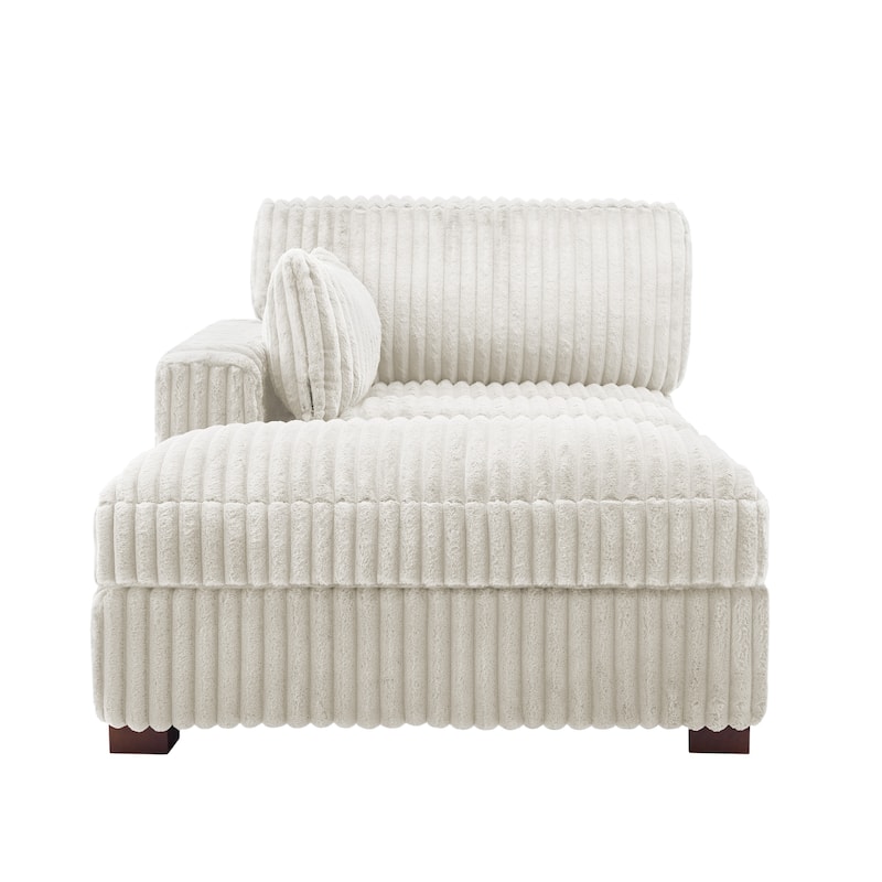 41" W Plush Corduroy Chaise Lounge with Pillows