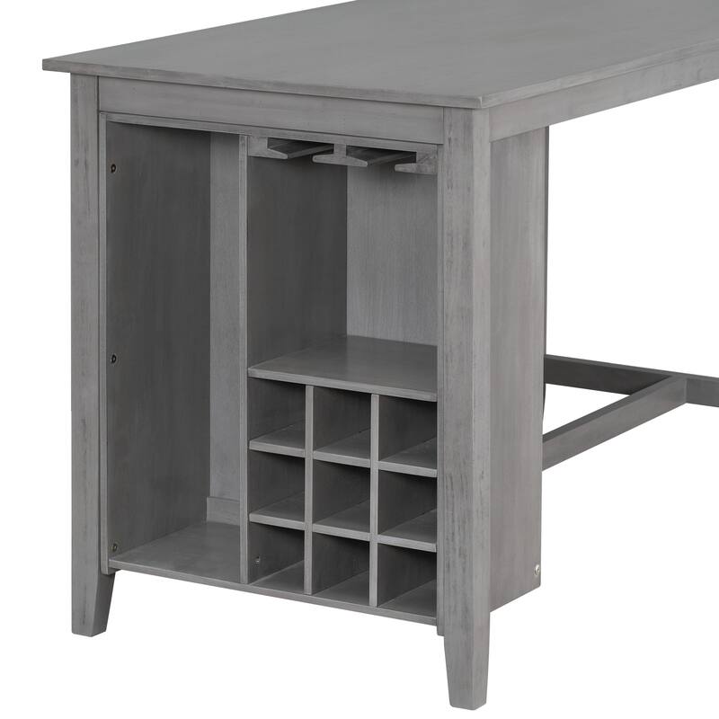 Rustic 5-Piece Counter Height Dining Table Set with 4 Chairs & Storage