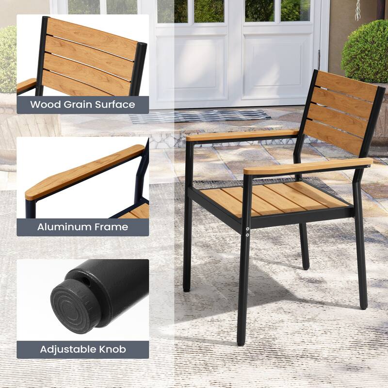 Pellebant 11PC Aluminum X Frame Outdoor Patio Dining Set Table with Stackable Armchairs