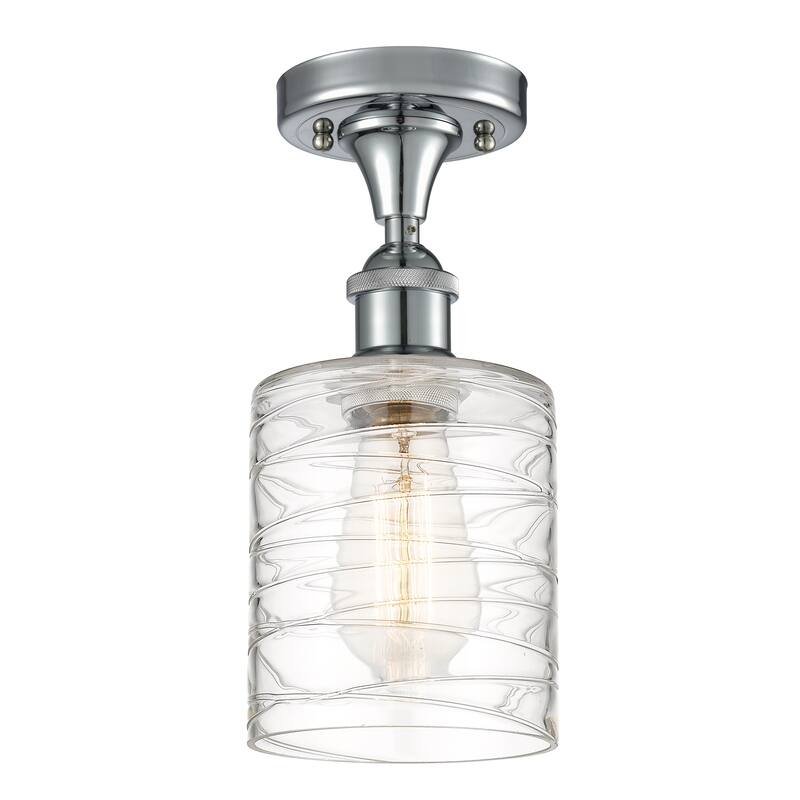 Innovations Lighting Ballston Cobbleskill - 1 Light 5" Semi-Flush Mount - Deco Swirl/Polished Chrome