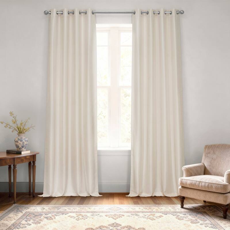 Exclusive Fabrics Textured Dupioni Faux Silk Blackout Grommet Curtain Panel