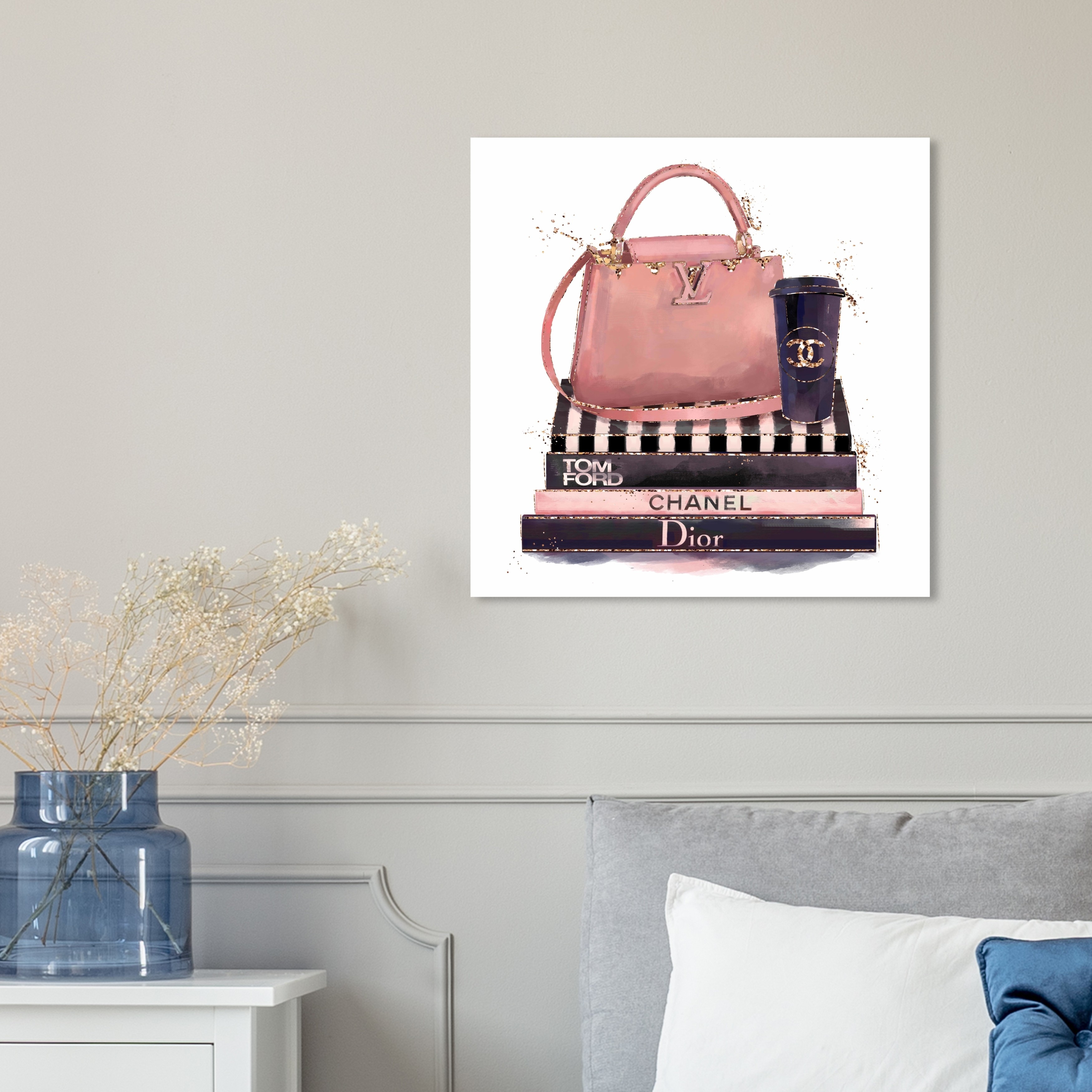 Oliver Gal Fashion and Glam Wall Art Canvas Prints 'Treasured Handbag'  Handbags - Pink, Black - On Sale - Bed Bath & Beyond - 30765270
