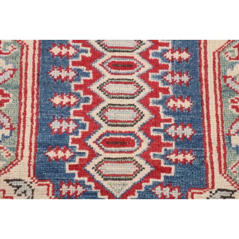 Kazak Oriental Area Rug Hand-Knotted Traditional Blue Wool Carpet - 4'11" x 6'7"