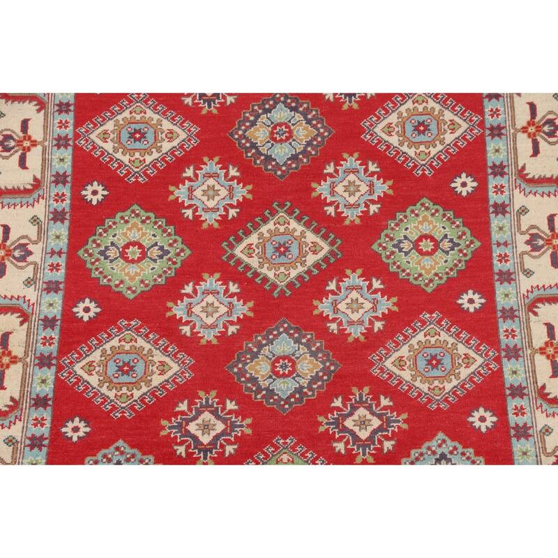 Kazak Oriental Rug Hand-Knotted Bedroom Red Wool Carpet - 5'0" x 6'7"