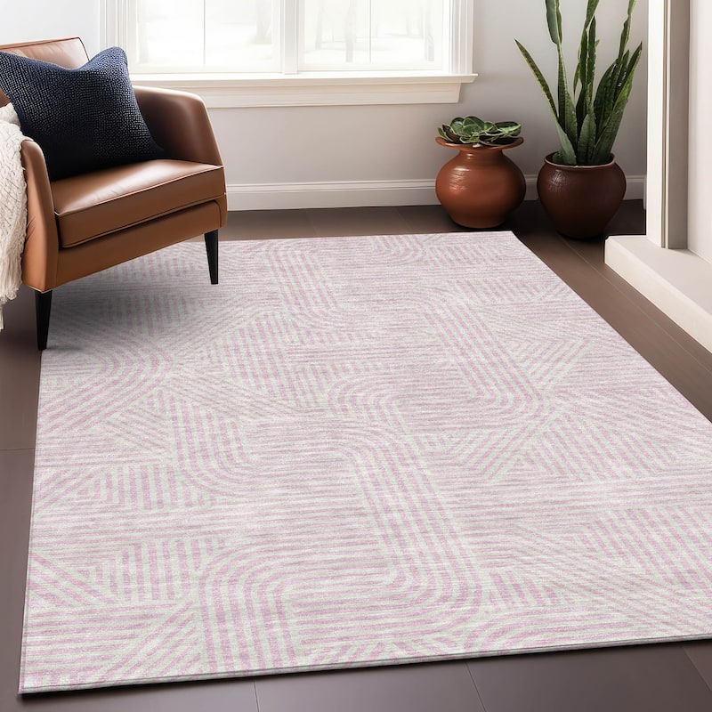 Premium Washable Super Soft Modern Geo Mayfield Rug - Pink - 5' x 7'6"