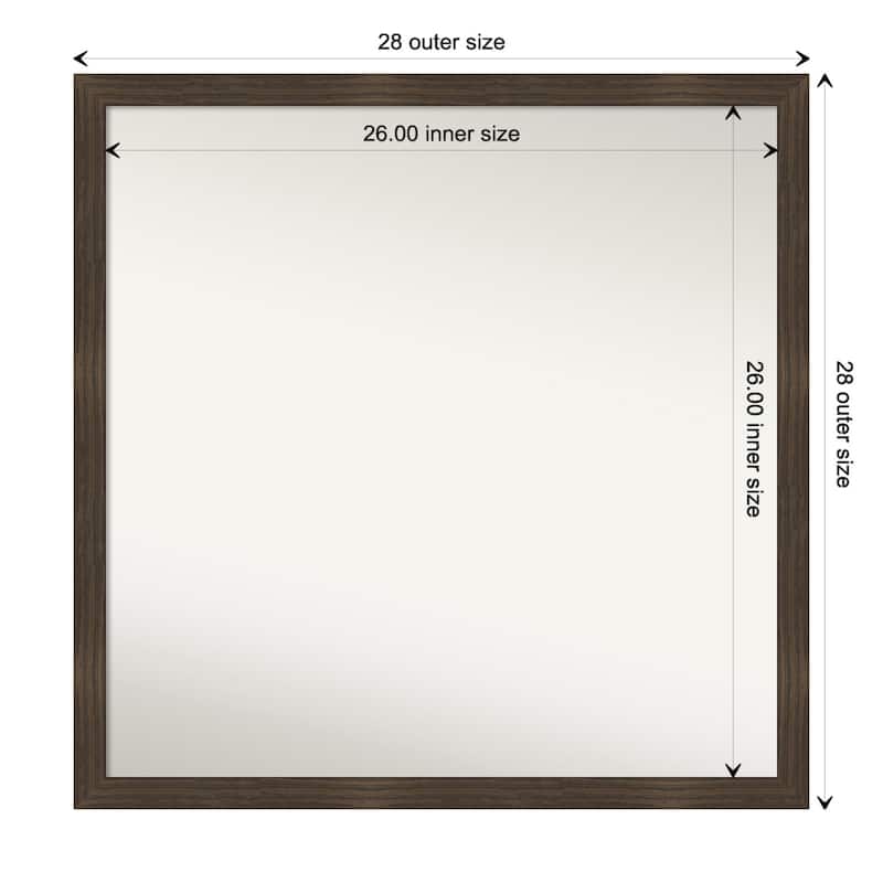 Woodgrain Stripe Non-Beveled Wood Framed Bathroom Vanity Wall Mirror - Woodgrain Stripe Chocolate - Glass Size 26x26
