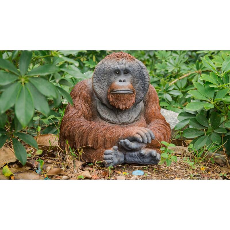13" Orangutan Sitting Outdoor Garden Statue