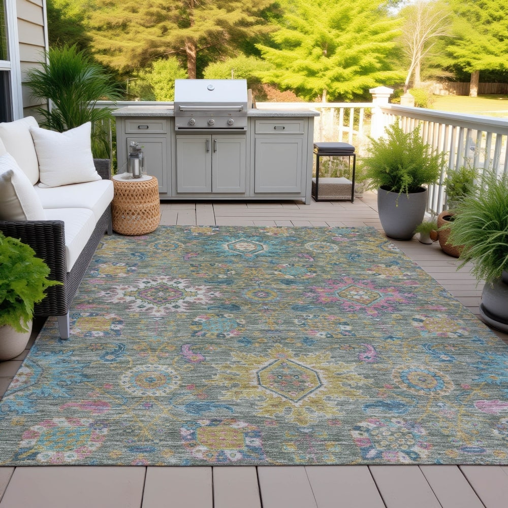 Machine Washable Indoor/Outdoor Boho Traditional Chantille Rug