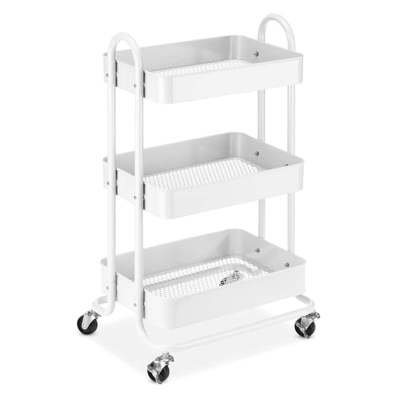 Whitmor 3-Tier Rolling Metal Cart - White