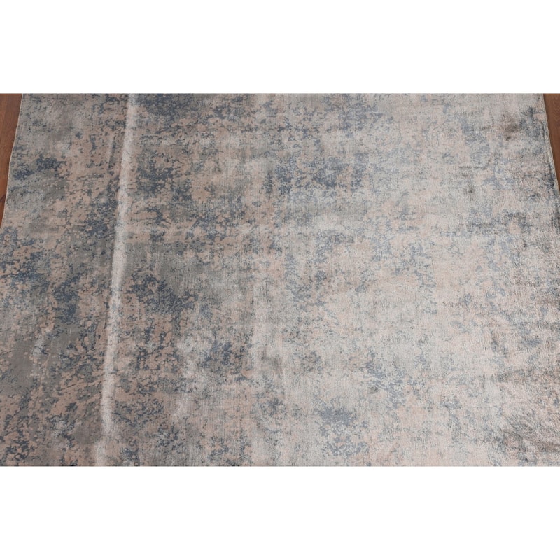 Multi-Color Abstract Area Rug Hand-Knotted Bedroom Wool Carpet - 6'8" X 9'11"