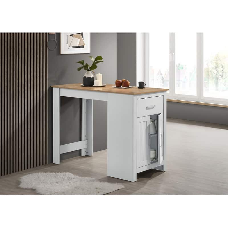 Alonzo Small Space Counter Height Dining Table with Cabinet and Drawer Storage