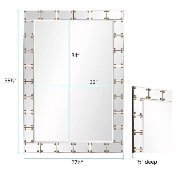 Allan Andrews Glass/Wood Studded Remington Wall Mirror