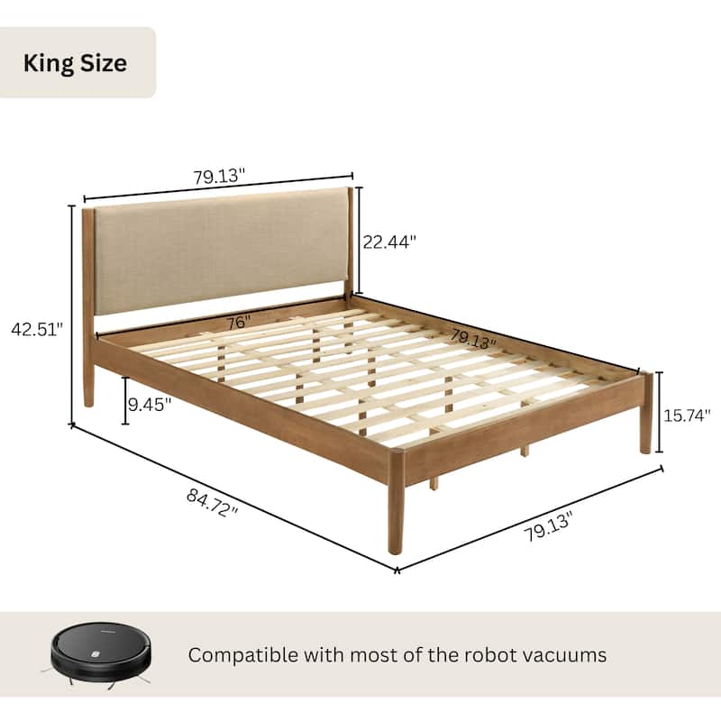 Roundhill Furniture Vichy Platform Bed, Light Walnut