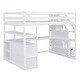 preview thumbnail 10 of 20, Full Loft Bed with Desk and Safety Guardrail, Wood Full Loft Bed Frame with Shelves, 2 Built-in Drawers and Storage Staircase