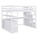 preview thumbnail 13 of 16, Full Loft Bed with Desk and Shelves, Drawers, Storage Staircase, White