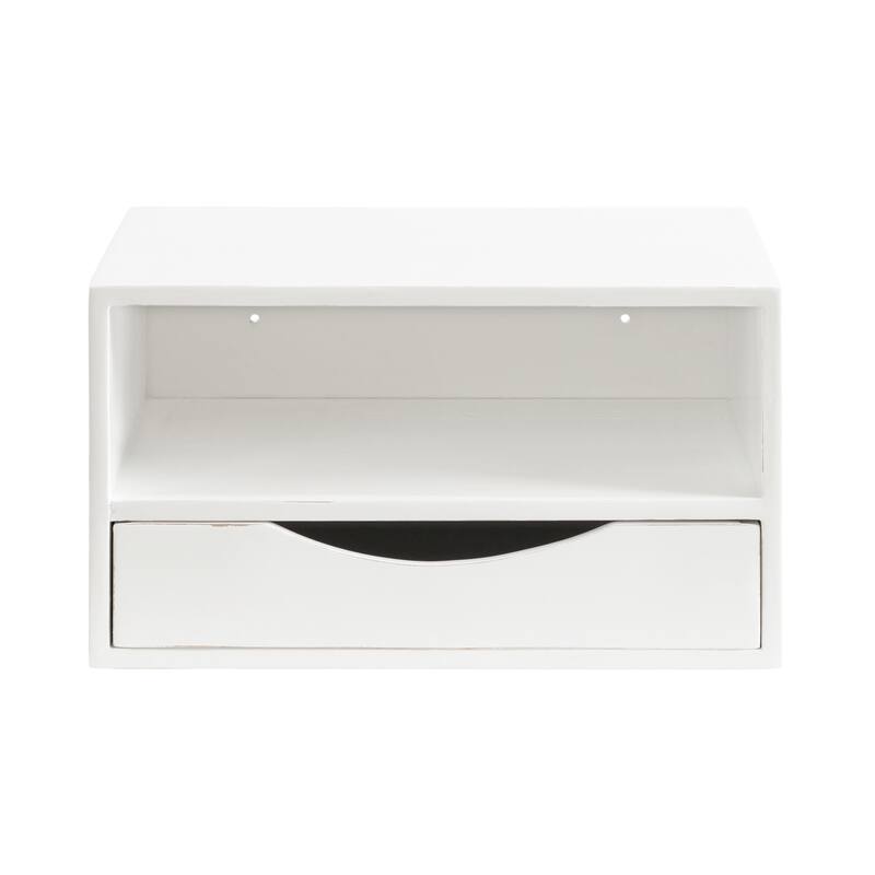 Kate and Laurel Hutton Floating Wall Shelf with Drawer - 12.5x10x7