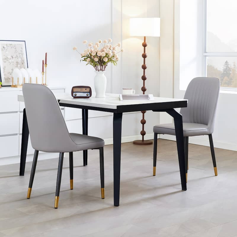 Set Of 2 Grey Dining Chairs With Thick Cushions: Modern Kitchen Chairs For Dining, Kitchen,Living Room & Restaurant - LIGHT GREY