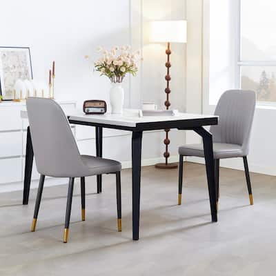 Set Of 2 Grey Dining Chairs With Thick Cushions: Modern Kitchen Chairs For Dining, Kitchen,Living Room & Restaurant