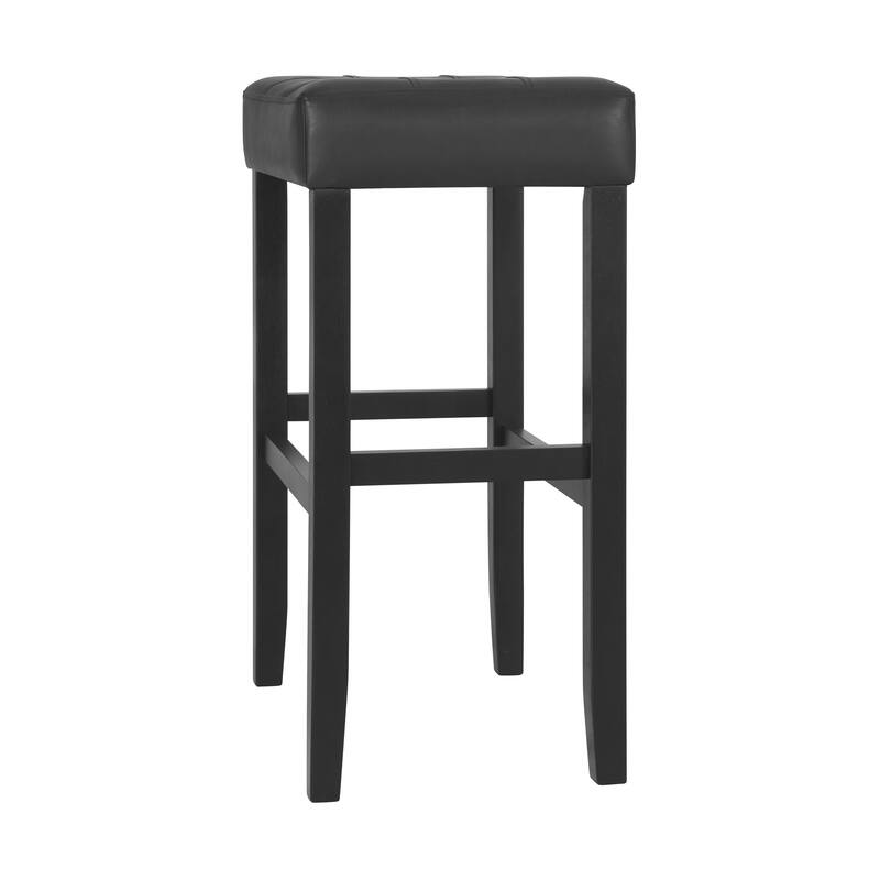 Madison Backless Bar Height Stool Black Finish with Black PU