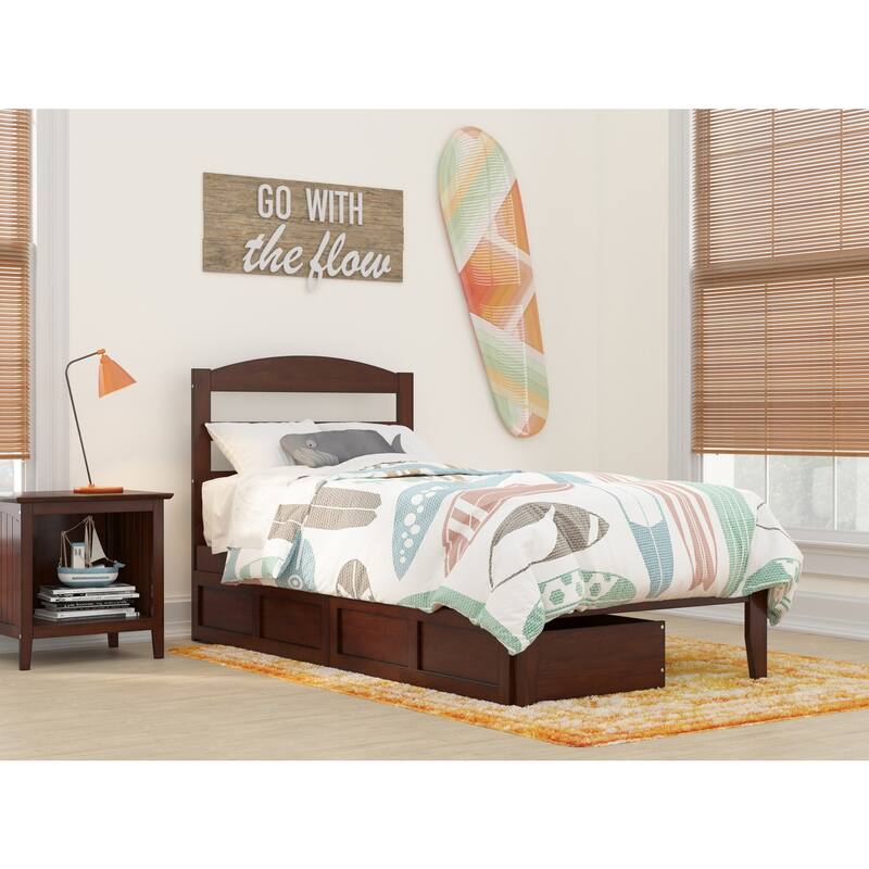 Twin Bed with Drawers - Solid Wood Platform & USB Charging - 38x76 Twin Size