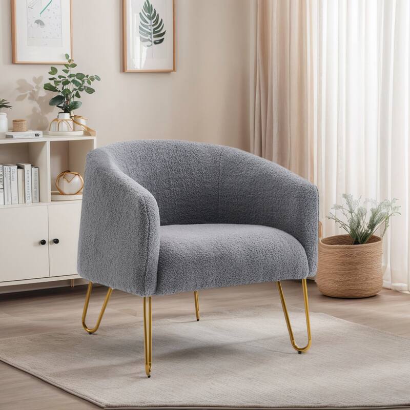 Modern Lite Luxury Gold Legged Accent Chair Versatile Pick for Living Room Bedroom​ - Grey