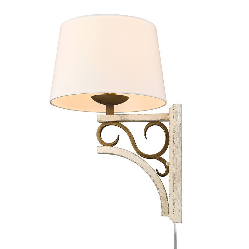 Golden Lighting Solay 1-light Wall Sconce in Burnished Chestnut - Ivory Linen/Burnished Chestnut