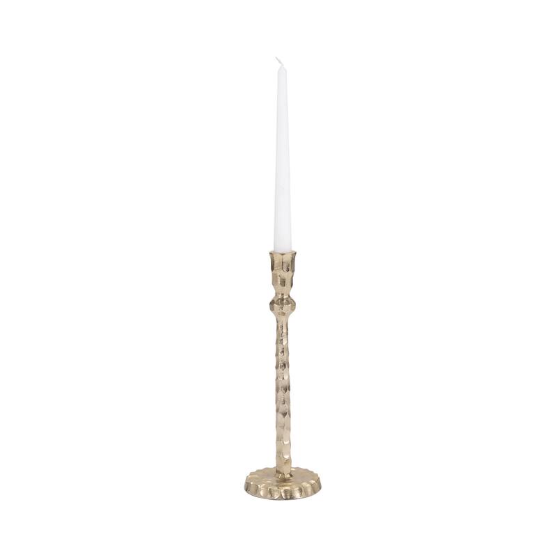 Hammered Taper Candle Holder Contemporary Glam Metal Metallic Gold Candle Holder for Home, Office or Event Table