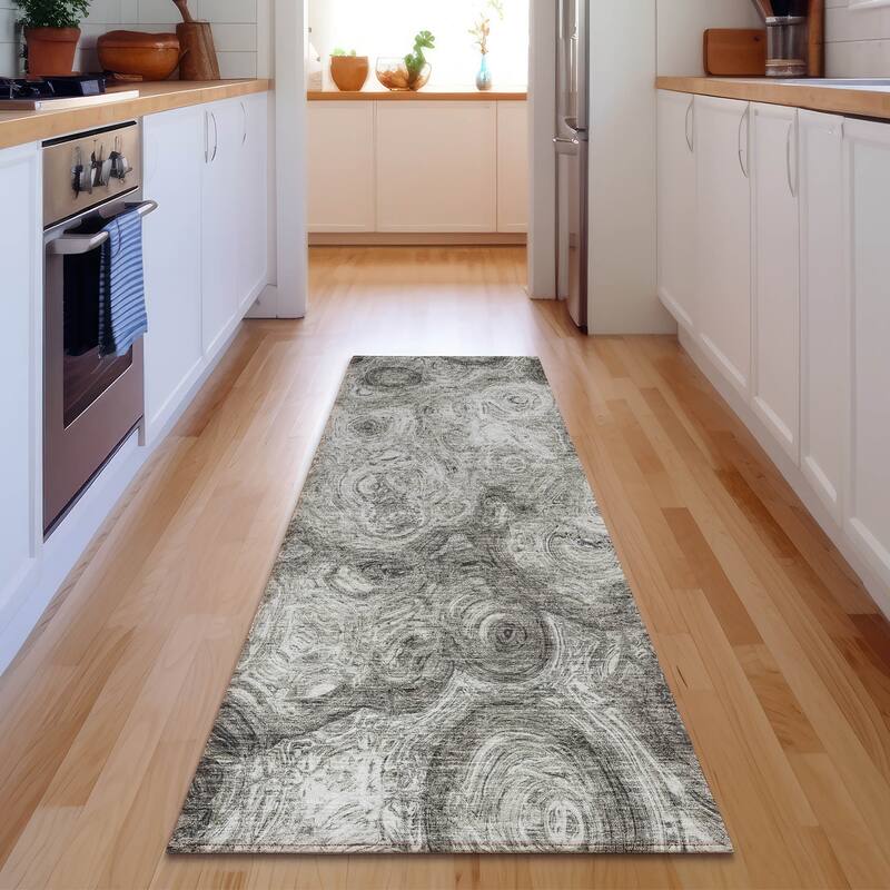 Premium Washable Super Soft Abstract Modern Mayfield Rug - Silver - 2' 3" x 7' 6" - Runner