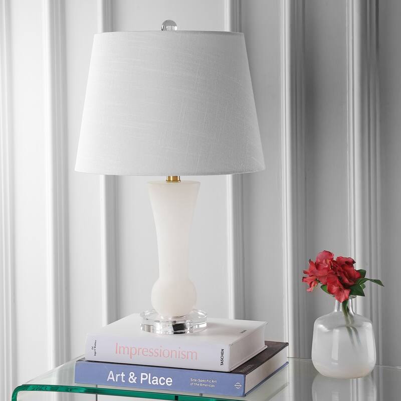JONATHAN Y Eliza 23" Alabaster LED Table Lamp, Crystal Base