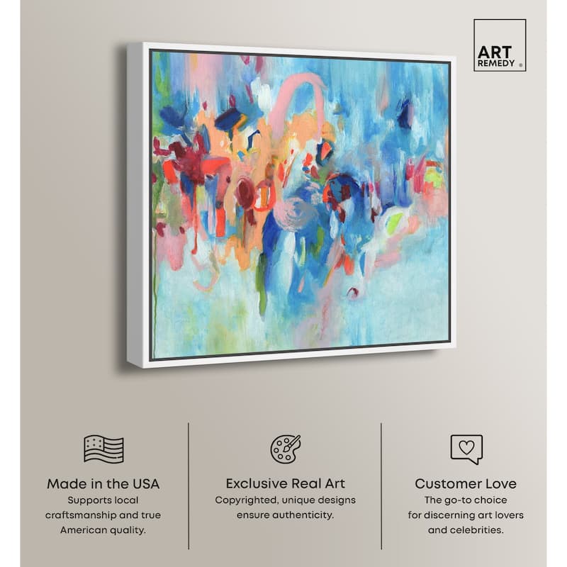 Art Remedy New Sky Framed Blue Abstract 1 Piece Canvas Wall Art