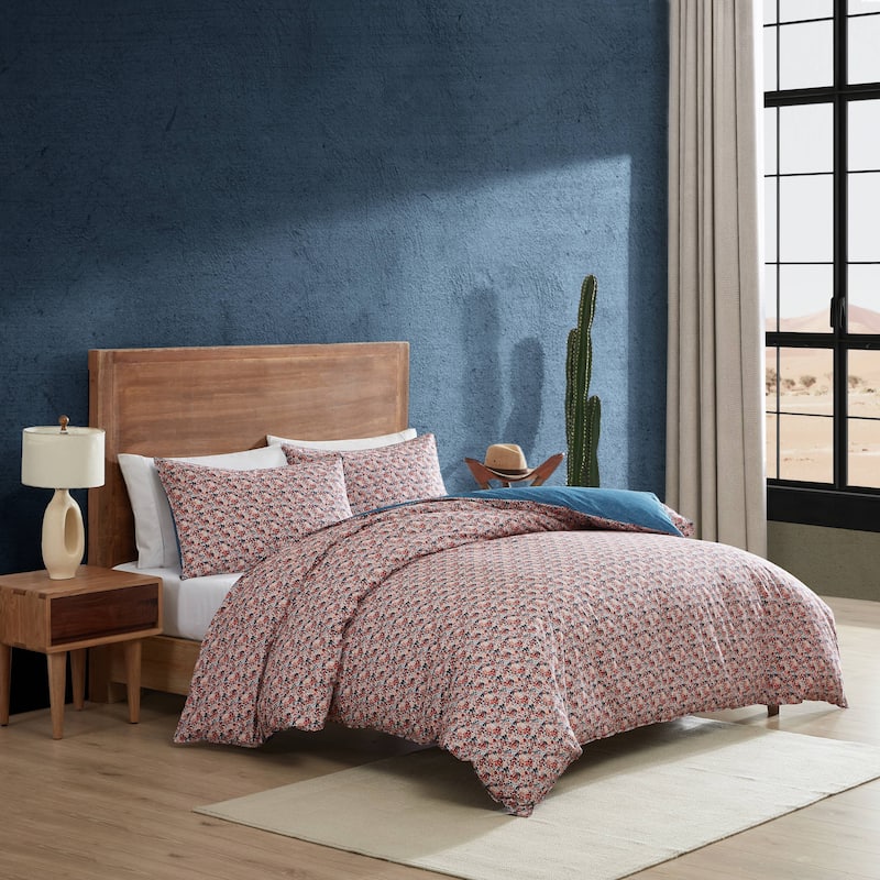 Wrangler Prairie Floral Red 100% Cotton Duvet Cover & Sham Set