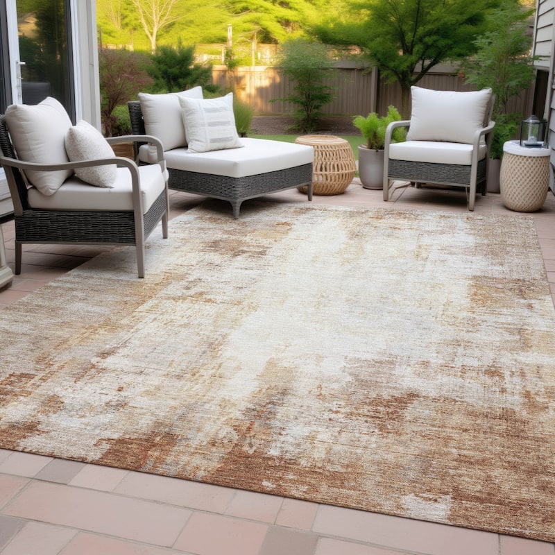 Machine Washable Indoor/Outdoor Abstract Solid Chantille Rug