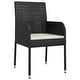 preview thumbnail 56 of 91, vidaXL 3 Piece Patio Dining Set with Cushions Black Poly Rattan - 18.9" x 21.7" x 34.6"