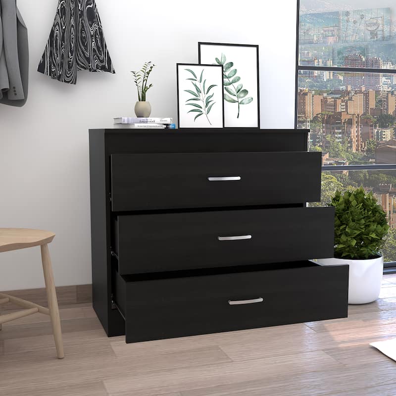 Three Drawer Dresser with Metal Hardware