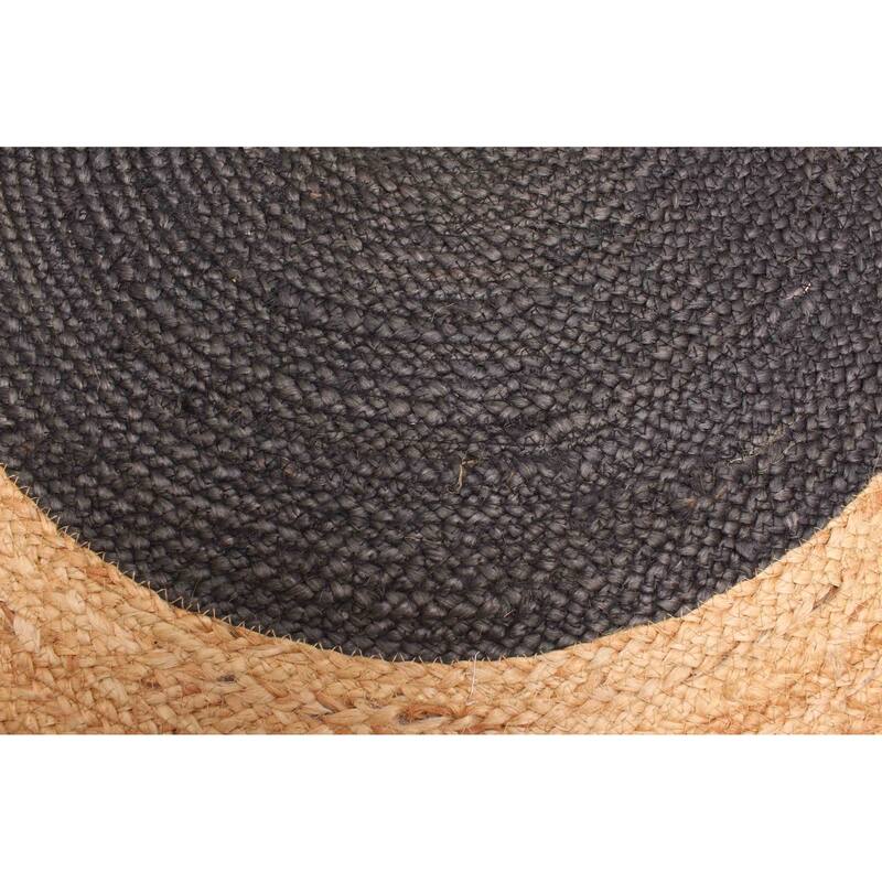 ECARPETGALLERY Braided Weave Palas Denizli Dark Grey Jute Rug - 3'10 x 3'10