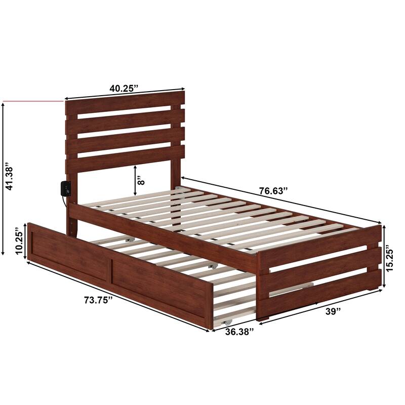 Oxford Bed with Footboard and USB Turbo Charger with Twin Trundle