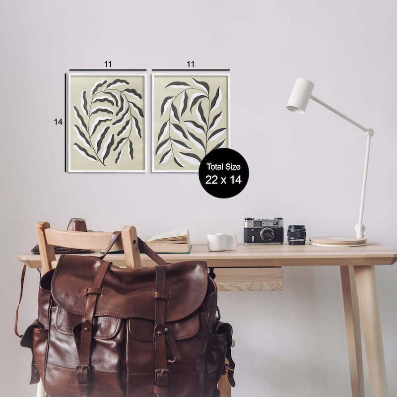 Stupell Midcentury Mod Botanicals Framed Giclee Art Design By Grace Popp (Set of 2)